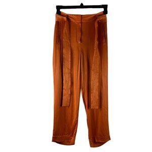 Wilfred Aritizia Cropped Pants Rust Burnt Orange Zip Up and Tie Belt Size 4